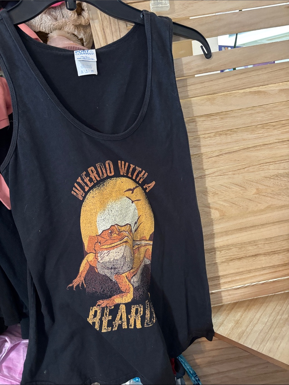Black Tank Top with Bearded Dragon Graphic Small